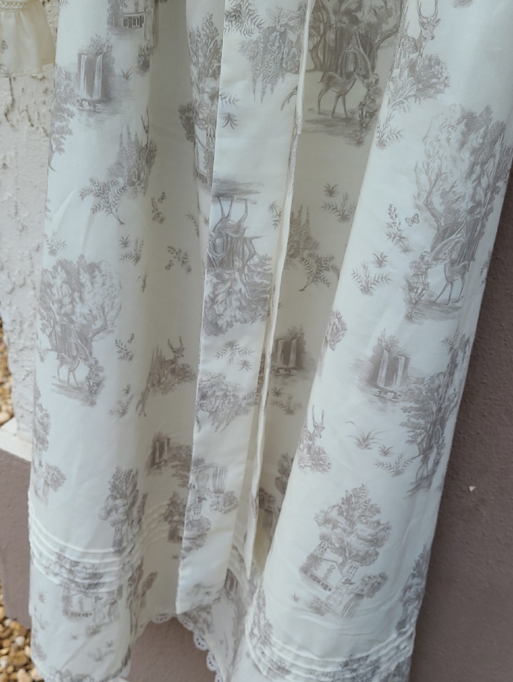 Simple Retro Vintage Wrap Dress Midi Tie Beige Cream Zipper M Ruffle Long Sleeve - Picture 8 of 10